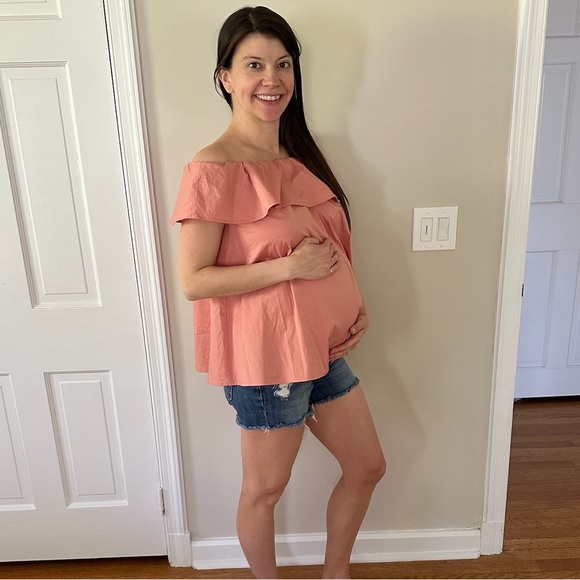 HATCH maternity Chloe off the shoulder top size Petite in peach. - Picture 4 of 5